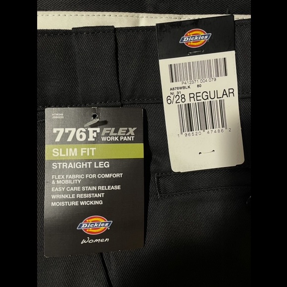6 Regular | Black | Dickies Women's Work Pants | 776F Flex | Straight Leg - Picture 6 of 7
